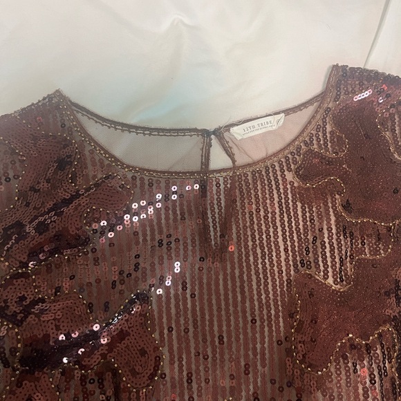 12th Tribe Amber Nights Beaded Mini Dress in Cinnamon - Picture 3 of 3
